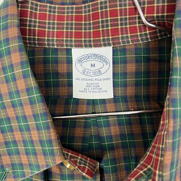 Vintage Brooks Brothers Shirt Men Medium Green Flannel Button Down Long Sleeve M - Picture 3 of 7